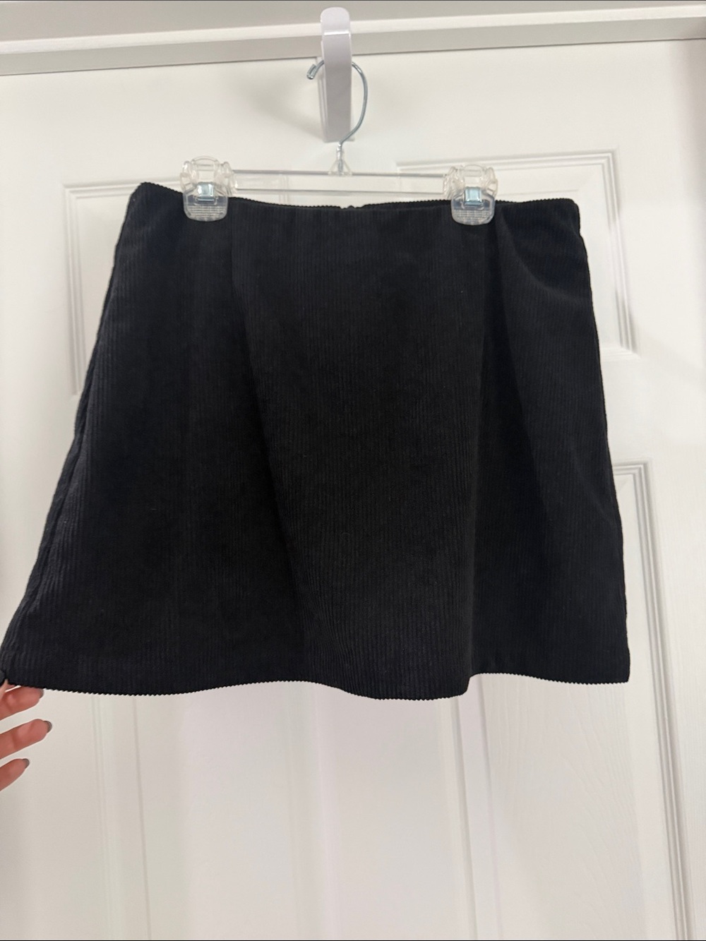 HALARA Black Corduroy A-Line Mini Skirt with Shorts